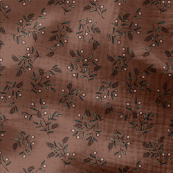 Printed Double Gauze GULLY Mocha / Green